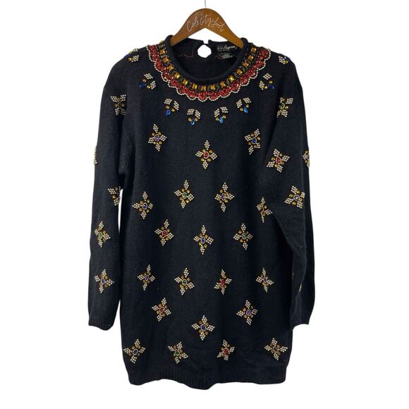 Not So Ugly Christmas Sweater Work In Progress Gems Silk Rabbit Hair L New Years - Picture 1 of 11